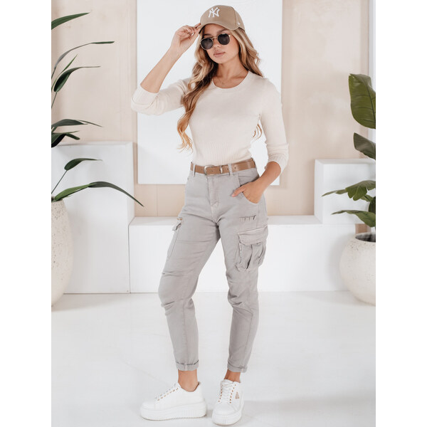 BASIC Sivé dámske úzke cargo nohavice CARGOIF UY2711 65067387