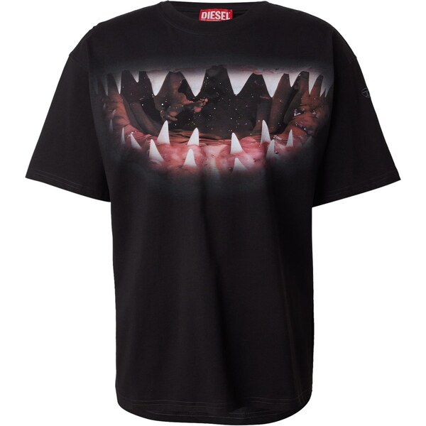 DIESEL Tričko svetlosivá / svetločervená / čierna 65068108