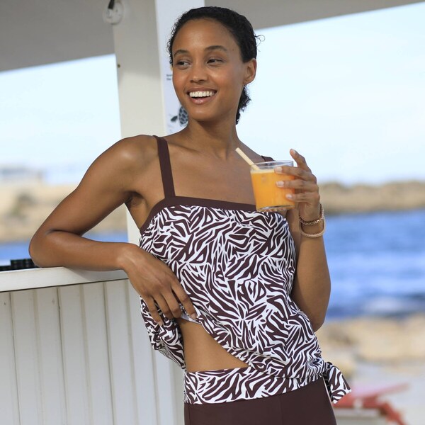 Plavkový tankiny top s potlačou Zebra čokoládová 038 Blancheporte 61843642