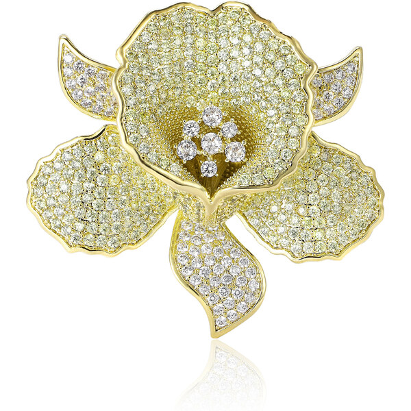 Troli Luxusná pozlátená brošňa v tvare kvetu Gold 66594090