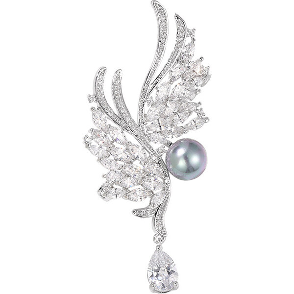 Troli Luxusná brošňa s kryštálmi a perlou Silver 66595245