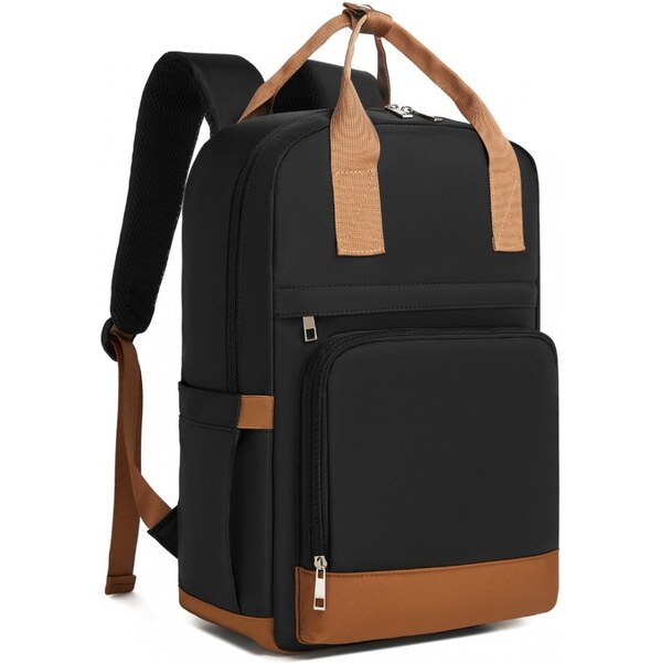 Ruksak - KONO na počítač s USB-C nabíjacím portom, čierno/hnedý 66043668