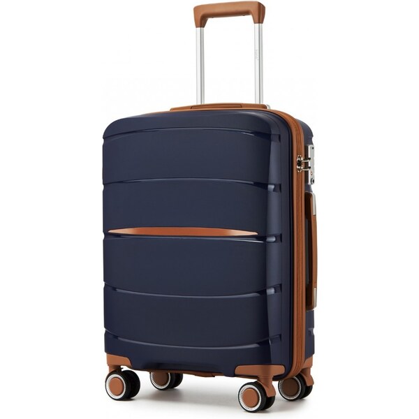 Kufor - KONO PP, kabínový kufor s hnedými detailmi – modrý 67205610