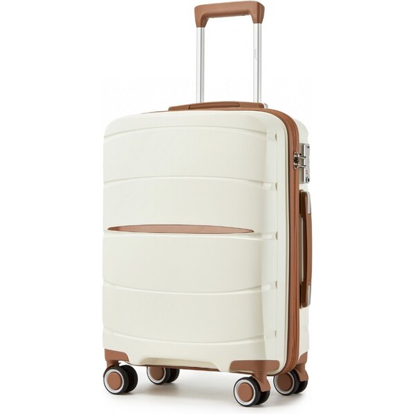 Kufor - KONO PP, kabínový kufor s hnedými detailmi – telový 67201160