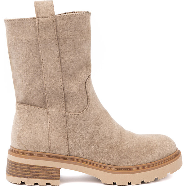Shelvt Minimalist beige ankle boots made of soft suede 65115694
