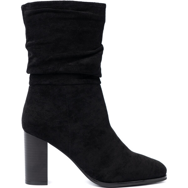 Shelvt Black ankle boots with a ruffled upper 65115697