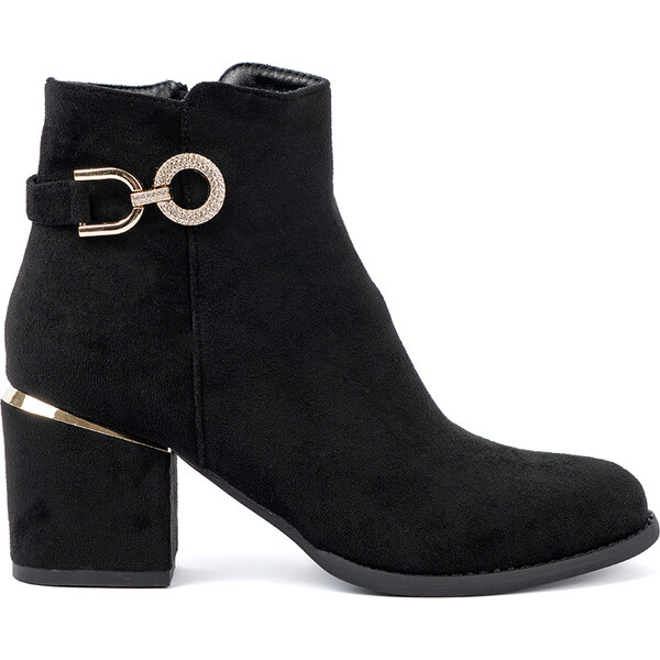 Shelvt Black womens ankle boots with an elegant buckle 65115704