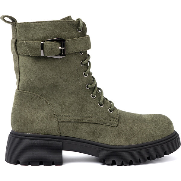 Shelvt Dark green workers with thick soles and lacing 65115703