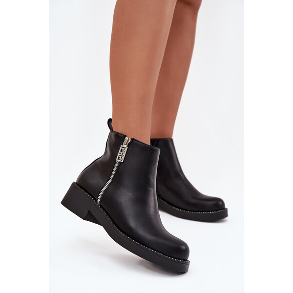 Boto Zateplené Nízke Dámske Topánky S Cirkóniami Čierne Vionna 65143620