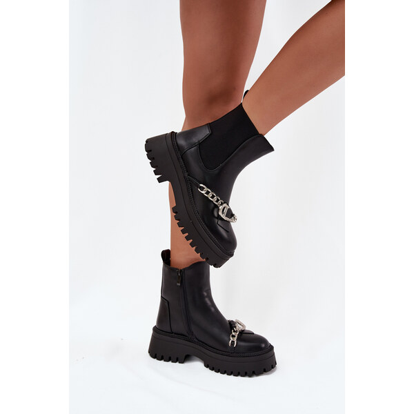 Boto Dámske Čižmy Na Platforme S Reťazcom Čierne Marvella 65143621
