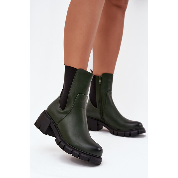 Boto Dámske Topánky Na Bloku Eko Koža Tmavozelené Kyra 65143651