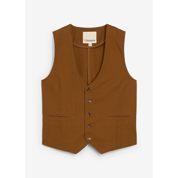 bonprix Vesta z bavlneného plátna, farba hnedá 65119330