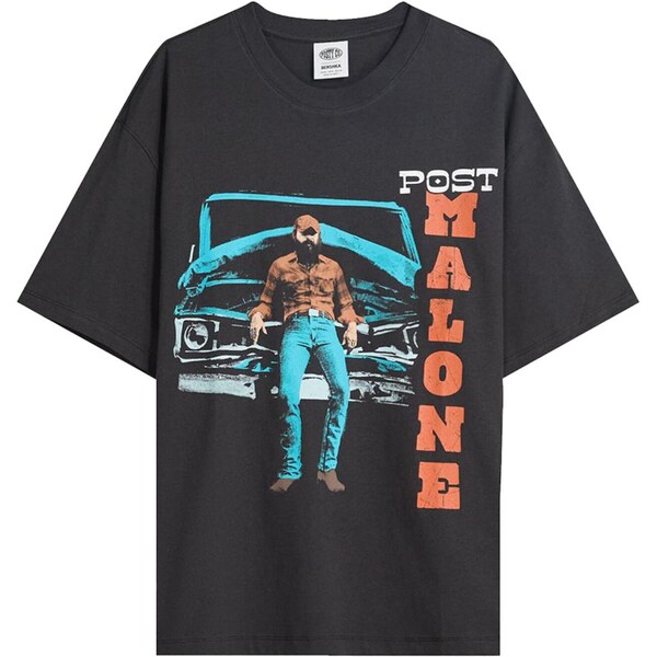 Bershka Tričko azúrová / homárová / čierna / biela 65888242