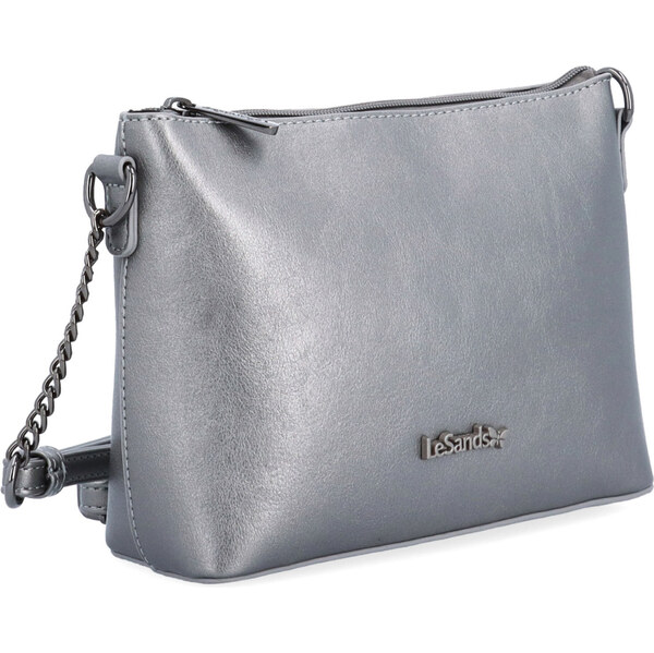 Kabelka zo syntetickej kože crossbody Le Sands strieborná 7708 TI 65128740