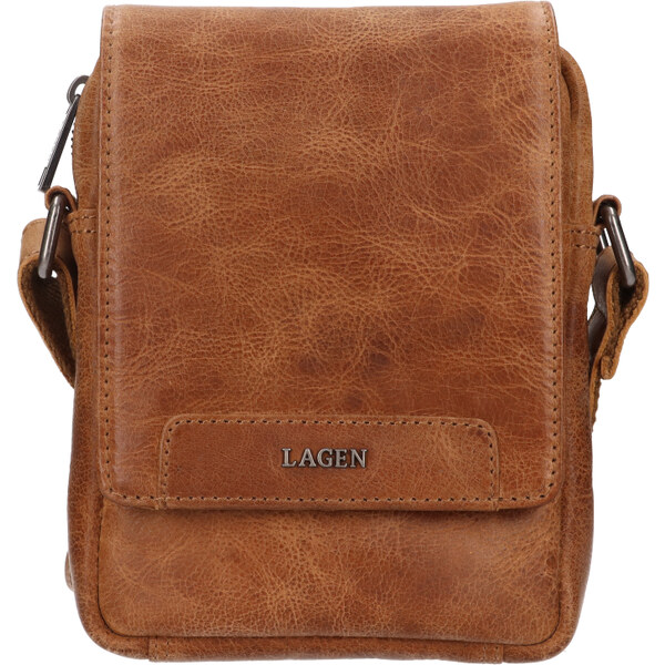 Lagen Pánska kožená taška cez rameno LG-25012 camel 65763162