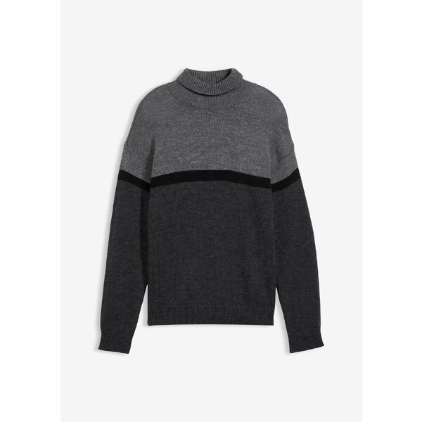 bonprix Rolákový pulóver, dizajn colourblocking, farba šedá 47045230