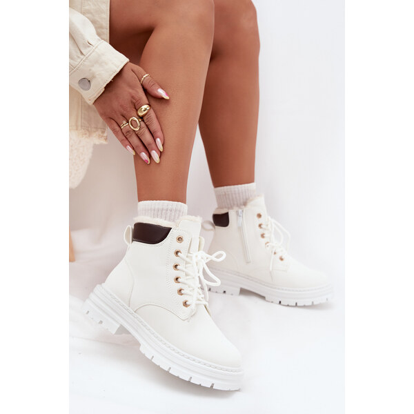 Boto Dámske Zateplené Čižmy Na Zips Biele Tharika 65143606