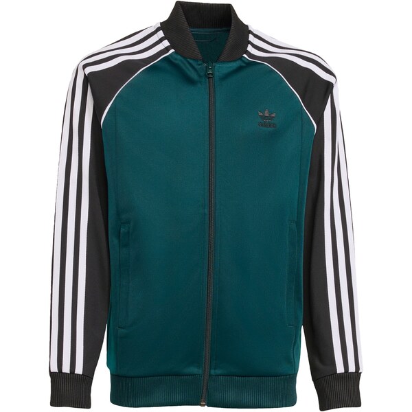 ADIDAS ORIGINALS Tepláková bunda Adicolor tmavozelená / čierna / biela 65237563