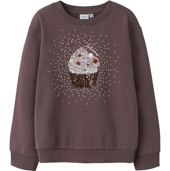 NAME IT Mikina NKFNUASA hnedá / baklažánová / strieborná 65323582