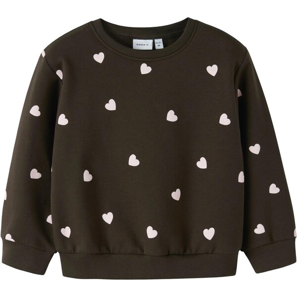 NAME IT Mikina NMFNEHEART tmavohnedá / pastelovo ružová 65323585
