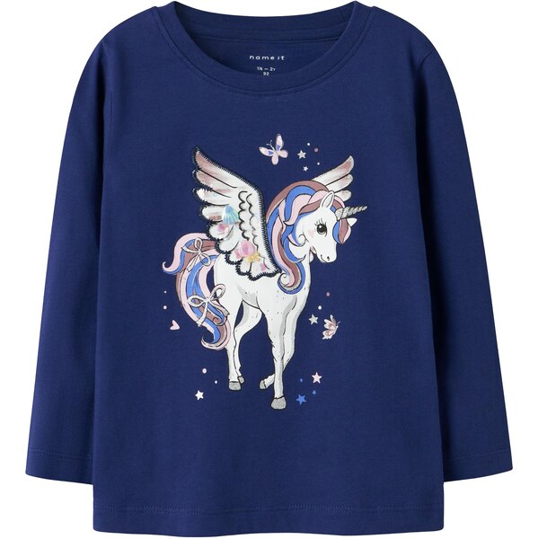 NAME IT Tričko NMFNINNA indigo / tmavomodrá / hnedá / biela 65661716