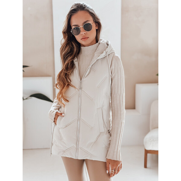 BASIC Biela dámska prešívaná vesty s kapucňou TY5108 65135668