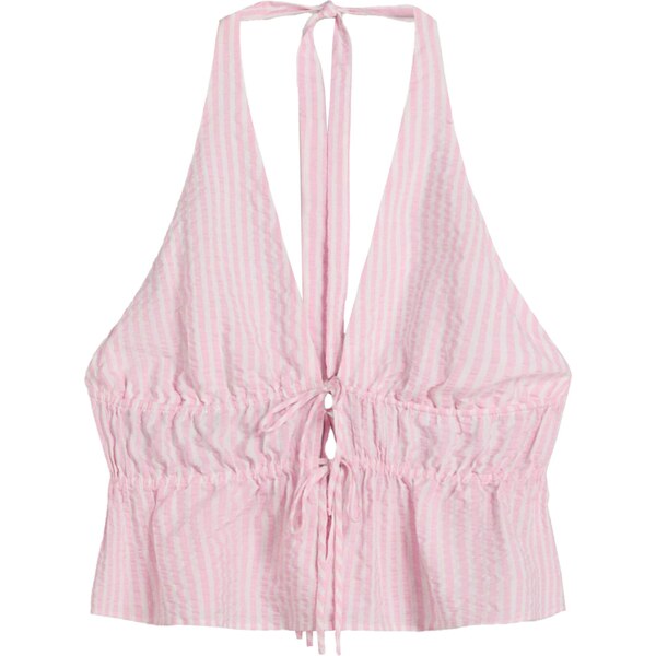 Bershka Top svetloružová / biela 65886826