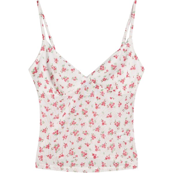 Bershka Top krémová / žltohnedá / limetová / jasne červená 65887173