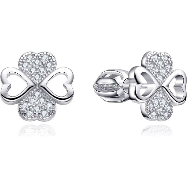 MOISS Pôvabné strieborné náušnice Štvorlístok so zirkónmi E0004479 66588562