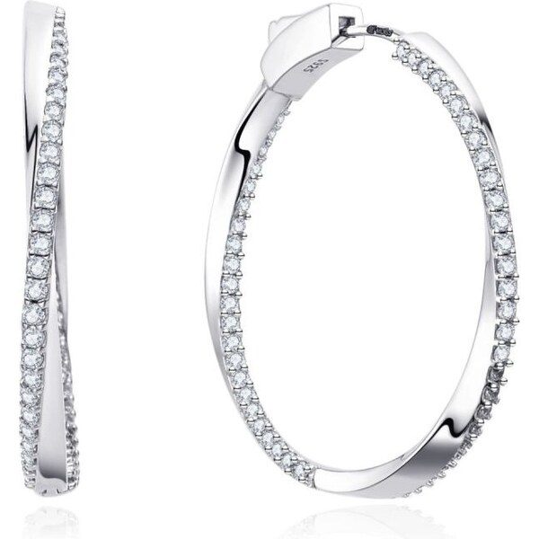 MOISS Moderné strieborné kruhy s čírymi zirkónmi E0004969 67196170