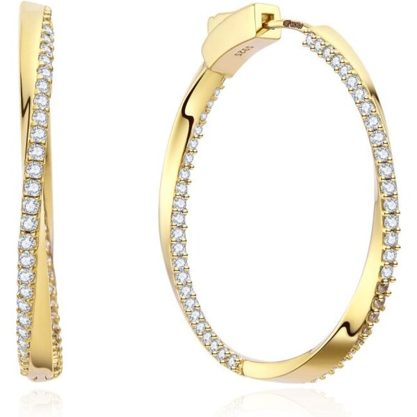 MOISS Moderné pozlátené kruhy s čírymi zirkónmi E0004970 67231972