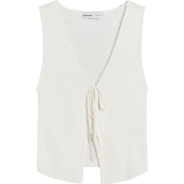 Bershka Vyšívaný top biela 65980726