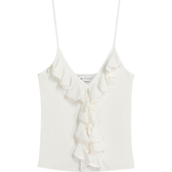 Bershka Vyšívaný top nebielená 65980727