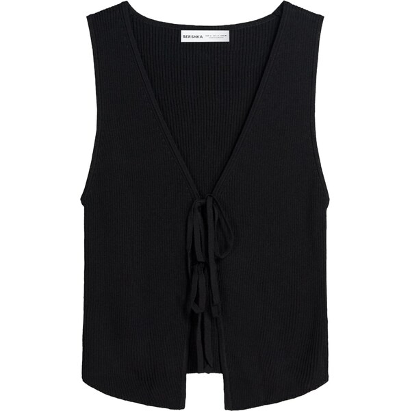 Bershka Vyšívaný top čierna 65980728