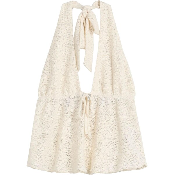 Bershka Vyšívaný top nebielená 65980746