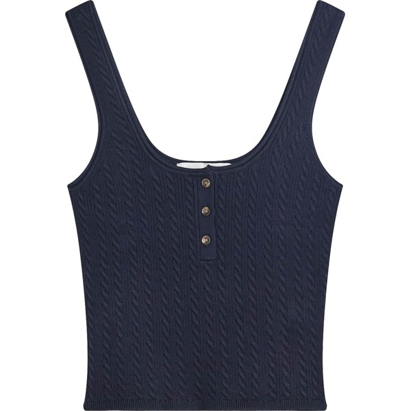 Bershka Vyšívaný top námornícka modrá 65980755