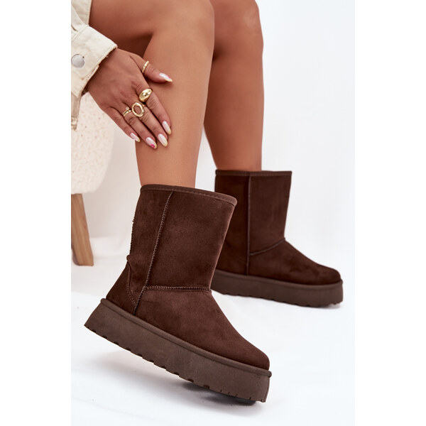 Boto Dámske Zateplené Snehové Topánky S Kožušinou Čokoládové Abrams 65143619