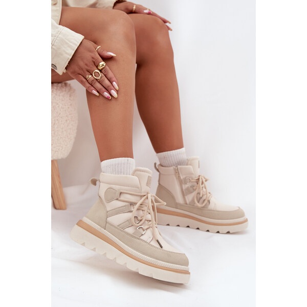 Boto Dámske Čižmy Na Platforme Svetlo Béžové Liorae 65143649