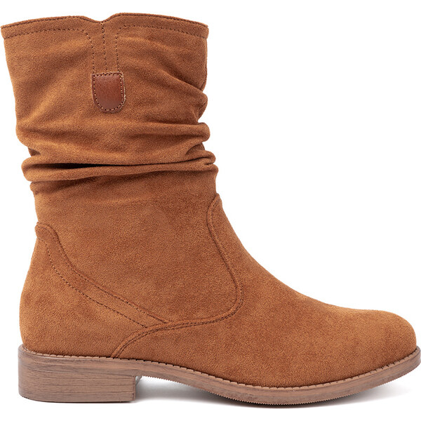Shelvt Caramel ankle boots with crinkled upper 65143697