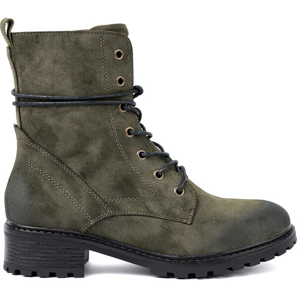 Shelvt Lace-up workers dark green with a shading effect on the toe 65143700