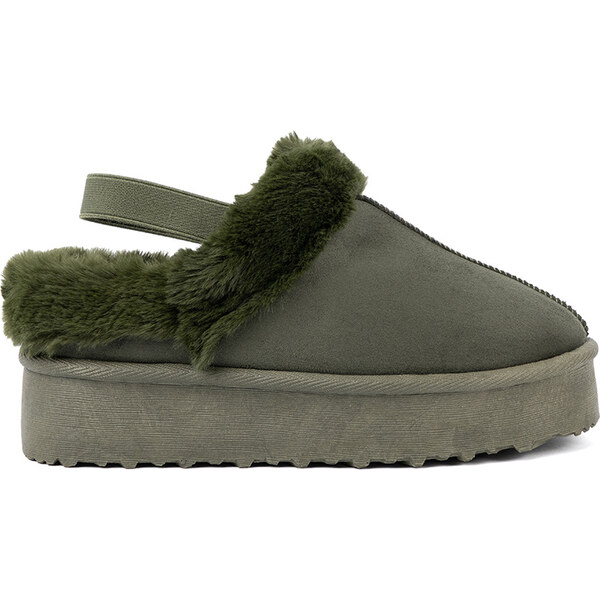 Shelvt Dark green boots ala snow boots with fur 65143701