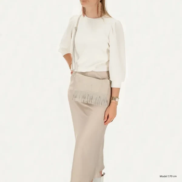 Charm London Béžová strapcová vintage crossbody kabelka Carrie 65143168