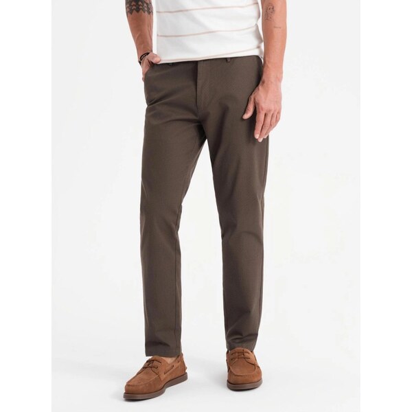 Ombre Clothing Hnedé chinos nohavice s jemnou textúrou V3 PACP-0184 65143381