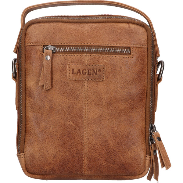 Lagen Pánska kožená taška cez rameno LG-25153 camel 65763159