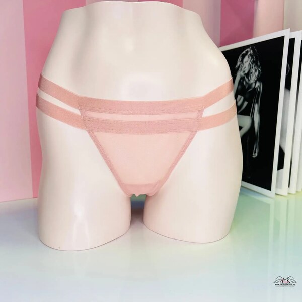 Victorias Secret Sieťované nohavičky s vyšším pásom a širokými pásikmi 46574908