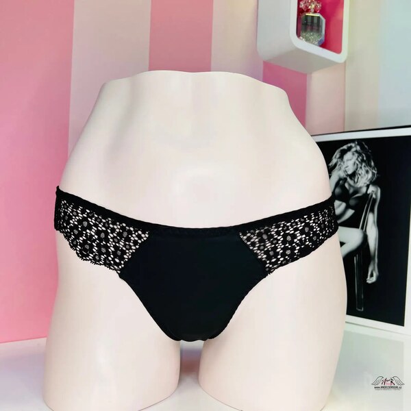 Victorias Secret Veľmi elegantné nohavičky s čiernou čipkou a 48875076