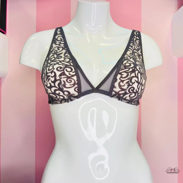 Victorias Secret Elastická Braletka s Čierno-Bielou Čipkou pre 46575152