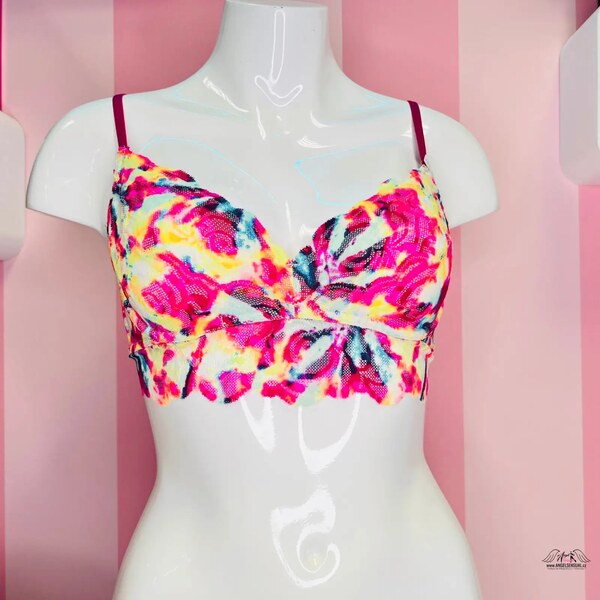 Objavte Tajomstvo Pink: Čipkový Bralette S Kvetinovou Potlačou 65202414