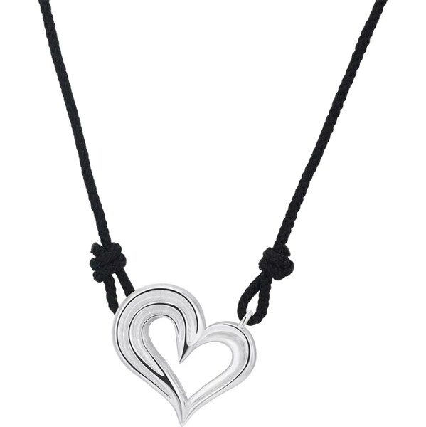 MAJYA Strieborný prívesok HEART s čiernou šnúrkou 11894 65260541