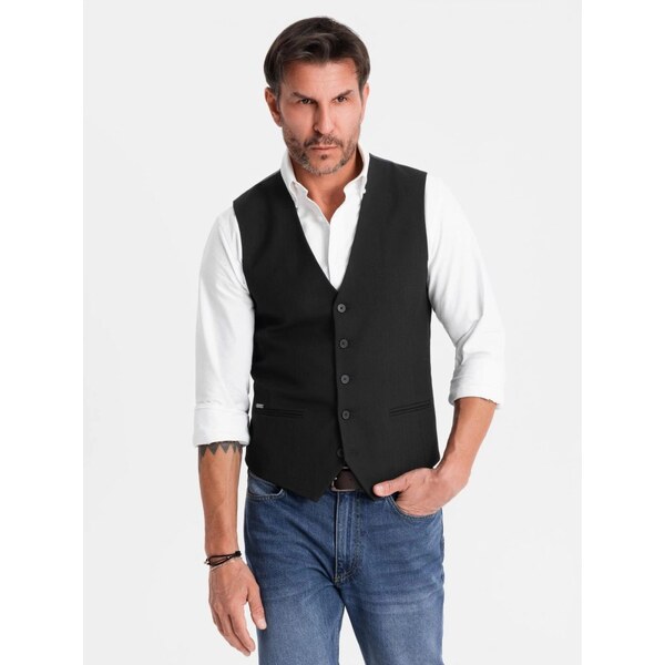 Ombre Clothing Elegantná pánska čierna vesta V3 BLZV-0143 65153311